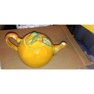 Vintage Ancora Orange Shaped Tea Pot Made in Italy Hand Paint 11148